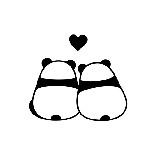 Panda Çifti Araba Sticker 17x17 Cm Siyah