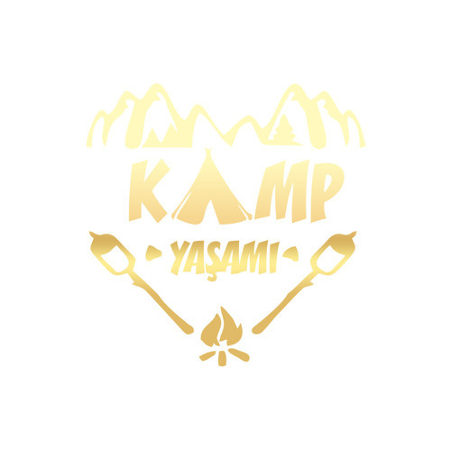 Kamp Yaşamı Araba Sticker 17x17 Cm Gold