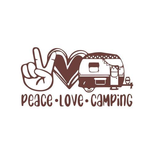 Peace Love Camping Araba Sticker  17x17 Cm Kahverengi