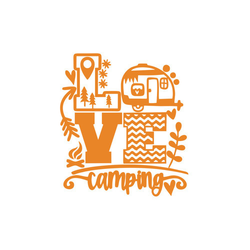 Love Kamp Karavan Sticker 17x17 Cm Turuncu