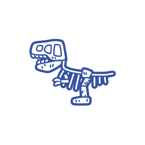 Dinozor Fosil Araba Sticker 17x17 Cm Mavi