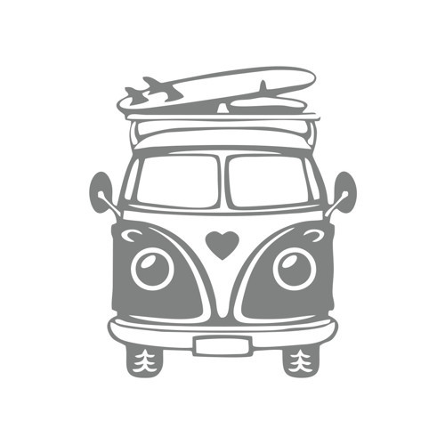 Karavan Araba Sticker 17x17 Cm Gri