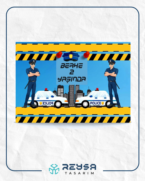 Polis Temalı Doğum Günü Afişi 70X100 cm