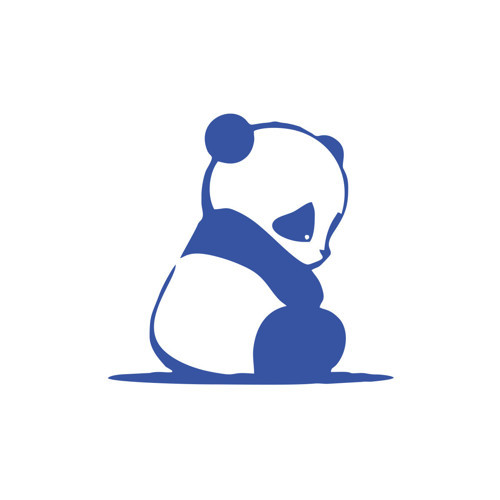 Üzgün Panda Araba Sticker 17x17 Cm Mavi