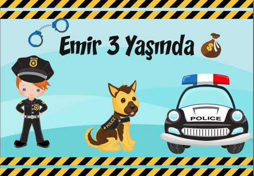 Polis Temalı Doğum Günü Afişi 70X100 cm