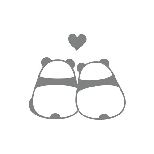 Panda Çifti Araba Sticker 17x17 Cm Gri