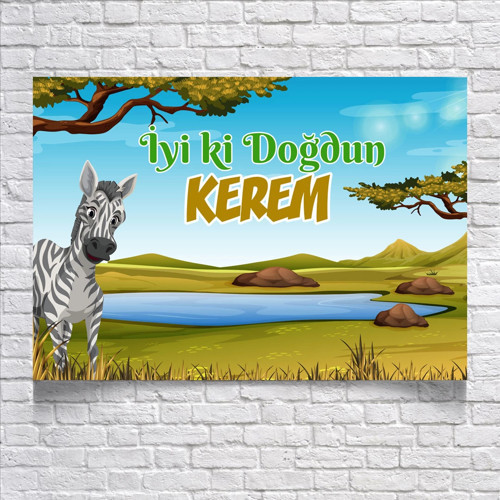 Safari Temalı Doğum Günü Afişi 35X50 cm