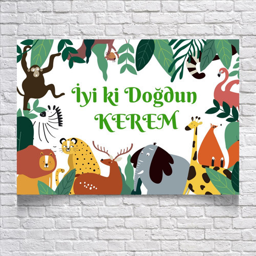 Safari Temalı Doğum Günü Afişi 35X50 cm