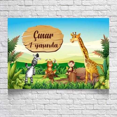 Safari Temalı Doğum Günü Afişi 35X50 cm