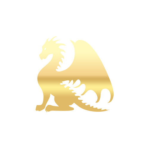 Oturan Ejderha Araba Sticker 17x17 Cm Gold