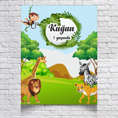 Safari Temalı Doğum Günü Afişi 35X50 cm