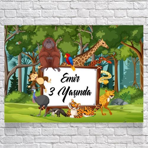 Safari Temalı Doğum Günü Afişi 50X70 cm
