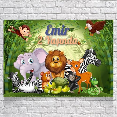 Safari Temalı Doğum Günü Afişi 100x150 Cm