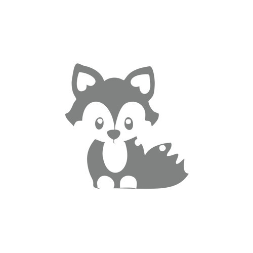 Sevimli Tilki Araba Sticker 17x17 Cm Gri