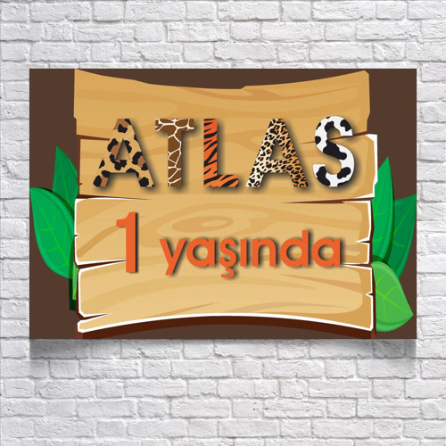 Safari Temalı Doğum Günü Afişi 50X70 cm