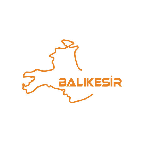 Balıkesir Harita Araba Sticker 17x17 Cm Turuncu