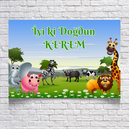 Safari Temalı Doğum Günü Afişi 50X70 cm