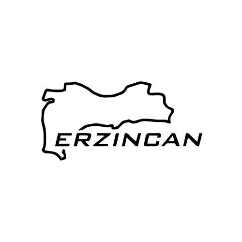 Erzincan Harita Araba Sticker 17x17 Cm Siyah