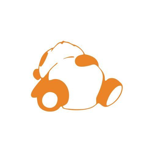 Doymuş Panda Araba Sticker 17x17 Cm Turuncu