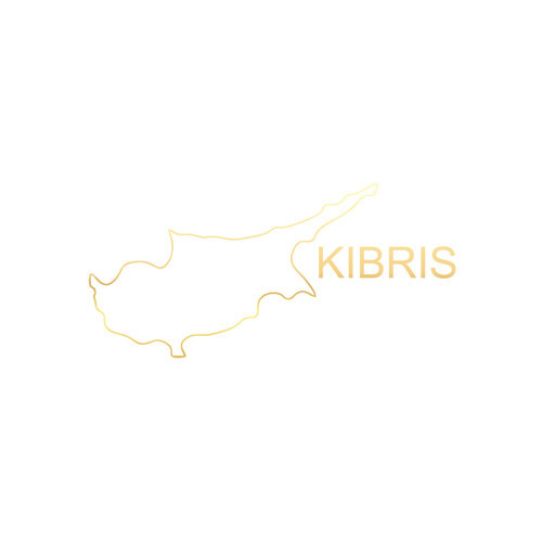 Kıbrıs Harita Araba Sticker 17x17 Cm Gold