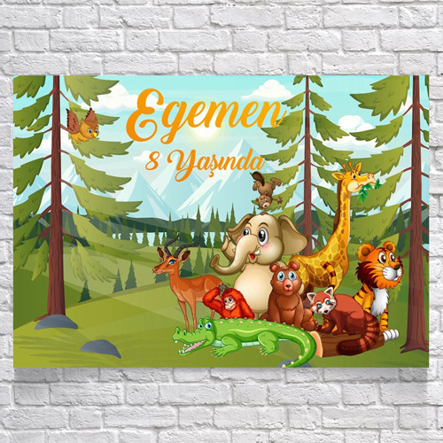 Safari Temalı Doğum Günü Afişi 70X100 cm