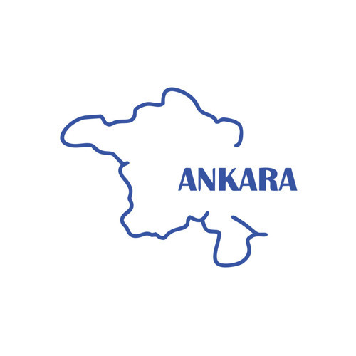 Ankara Harita Araba Sticker 17x17 Cm Mavi
