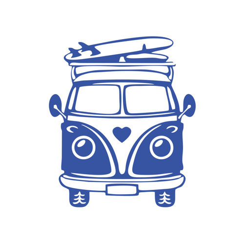 Karavan Araba Sticker 17x17 Cm Mavi