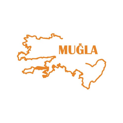 Muğla Harita Araba Sticker 17x17 Cm Turuncu