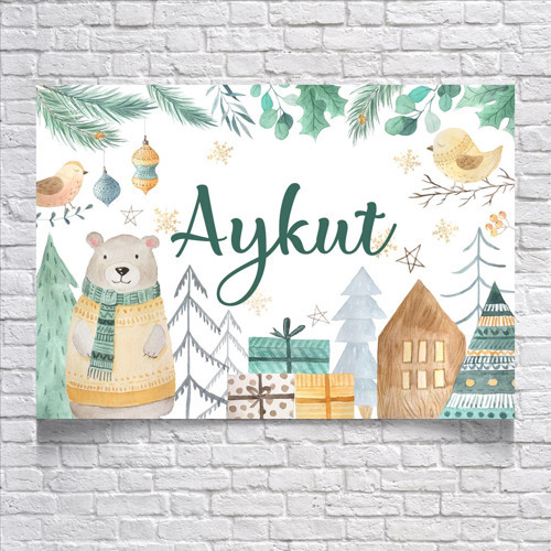 Sevimli Ayıcık Temalı Doğum Günü Afişi 35X50 cm