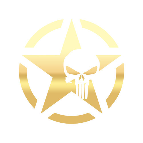 Yıldız Punisher Kurukafa Sticker17x17 Cm Gold