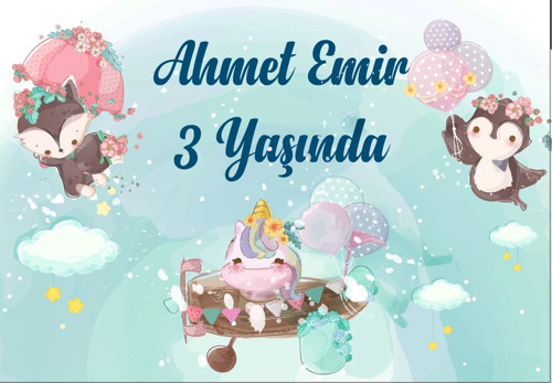 Sevimli Hayvanlar Temalı Doğum Günü Afişi 35X50 cm