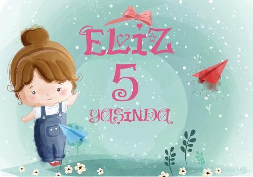 Sevimli Kız Temalı Doğum Günü Afişi 100X150 cm