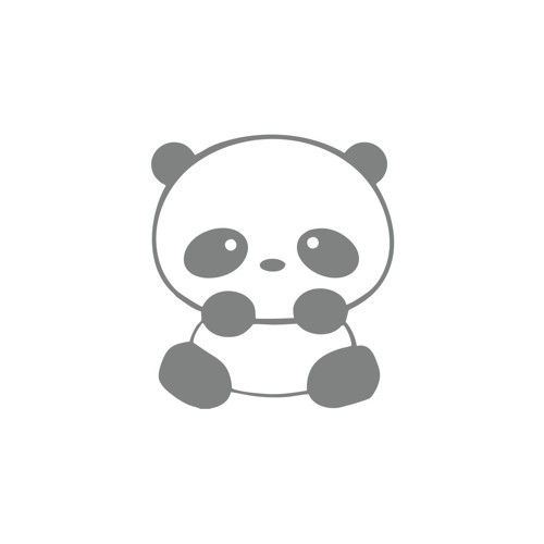 Sevimli Panda Araba Sticker 17x17 Cm Gri