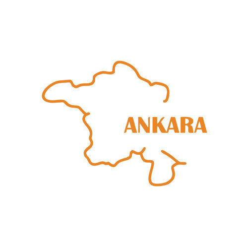 Ankara Harita Araba Sticker 17x17 Cm Turuncu