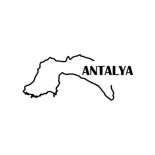 Antalya Harita Araba Sticker 17x17 Cm Siyah