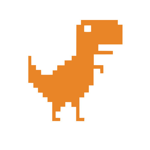 Piksel Dinozor Sticker 17x17 Cm Turuncu