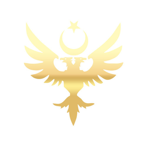 Çift Başlıklı Kartal ve Ay Yıldız Sticker 17x17 Cm Gold