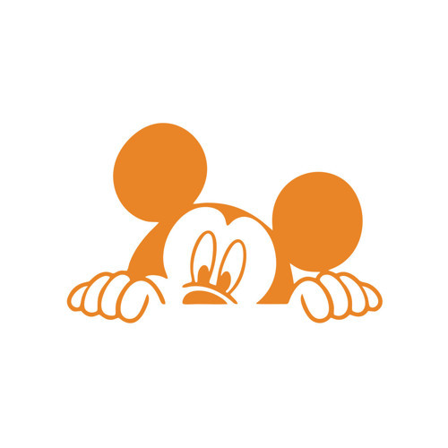 Mickey Mouse Araba Sticker 17x17 Cm Turuncu