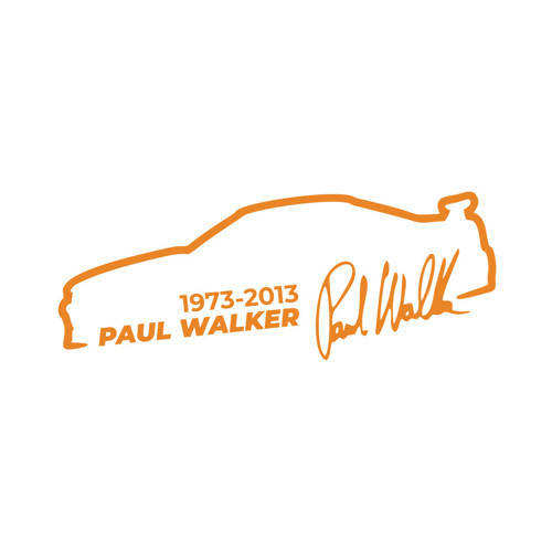 Paul Walker İmza Araba Sticker 17x17 Cm Turuncu