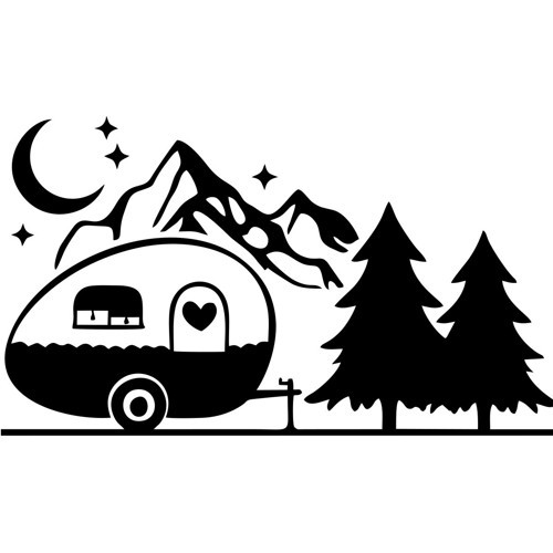 Karavan Dağlar Sticker 17x17 Cm Siyah