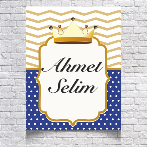 Mavi Gold Çizgili Doğum Günü Afişi 70X100 cm