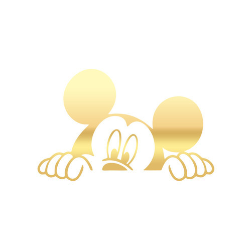 Mickey Mouse Araba Sticker 17x17 Cm Gold
