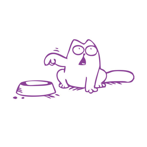 Beslenmeyi Bekleyen Kedi Araba Sticker 17x17 Cm Mor
