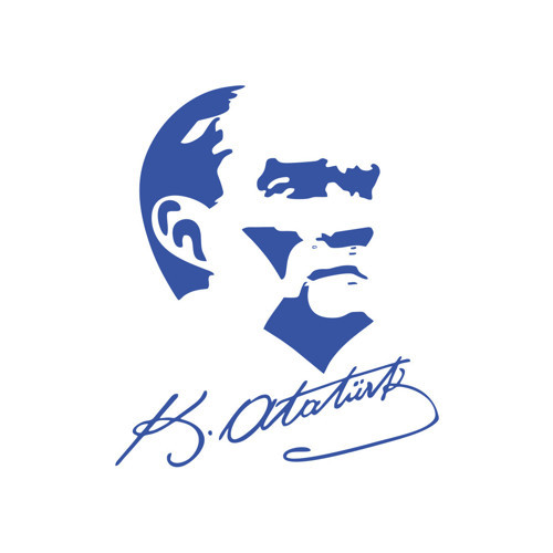Atatürk Silüet ve İmza Sticker 17x17 Cm Mavi