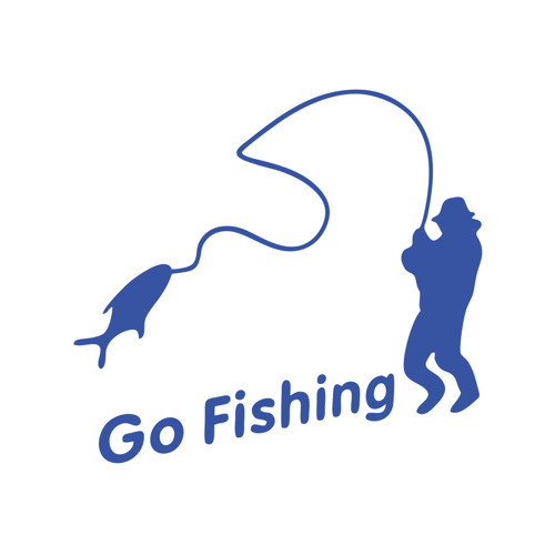 Go Fishing Araba Sticker 17x17 Cm Mavi