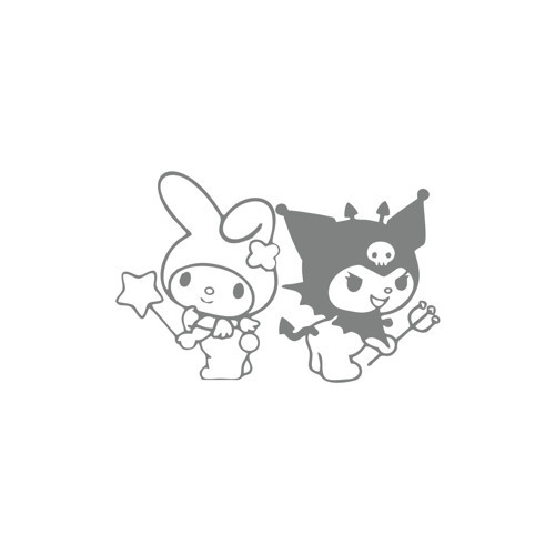 Kuromi&My Melody Araba Sticker 17x17 Cm Gri