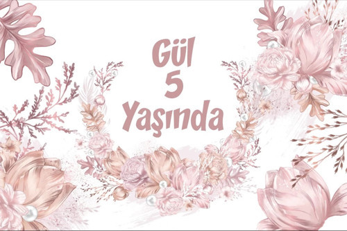 İnciler ve Çiçekler Temalı Doğum Günü Afişi 70X100 cm