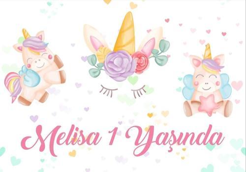 Unicorn Temalı Doğum Günü Afişi 100X150 cm