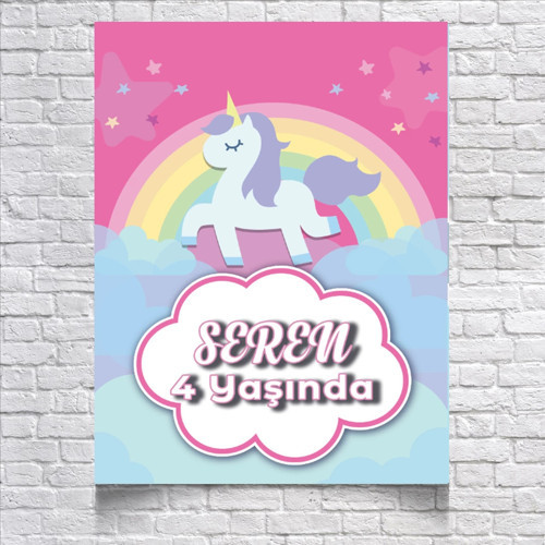 UNICORN TEMALI DOĞUM GÜNÜ AFİŞİ 70X100 cm