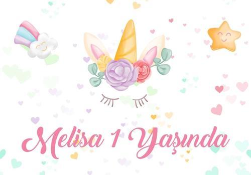 Unicorn Temalı Doğum Günü Afişi 100X150 cm